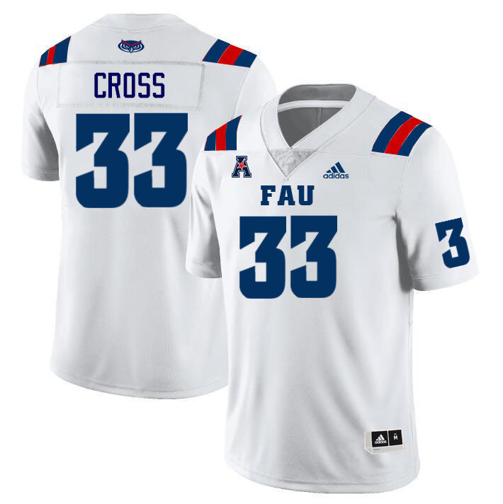 Florida Atlantic Owls #33 Justice Cross College Football Jerseys Stitched Sale-White